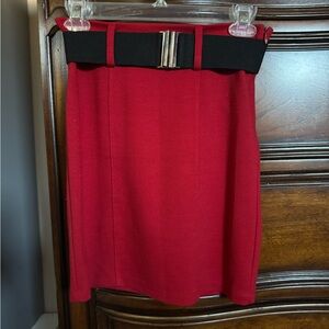 Forever 21 Red Pencil Skirt with Black Belt